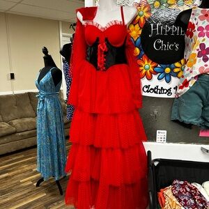 Dolls Kill Red Layered Dress Lidia from Beetlejuice